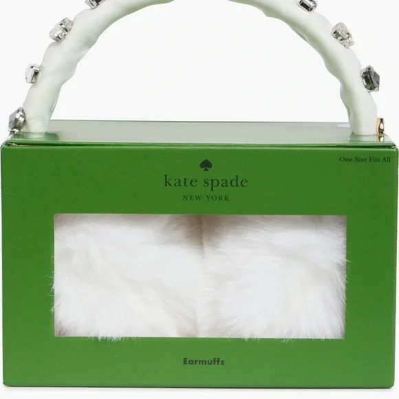 Elegant Kate spades White Fur Ear Muffs - Picture 2 of 3